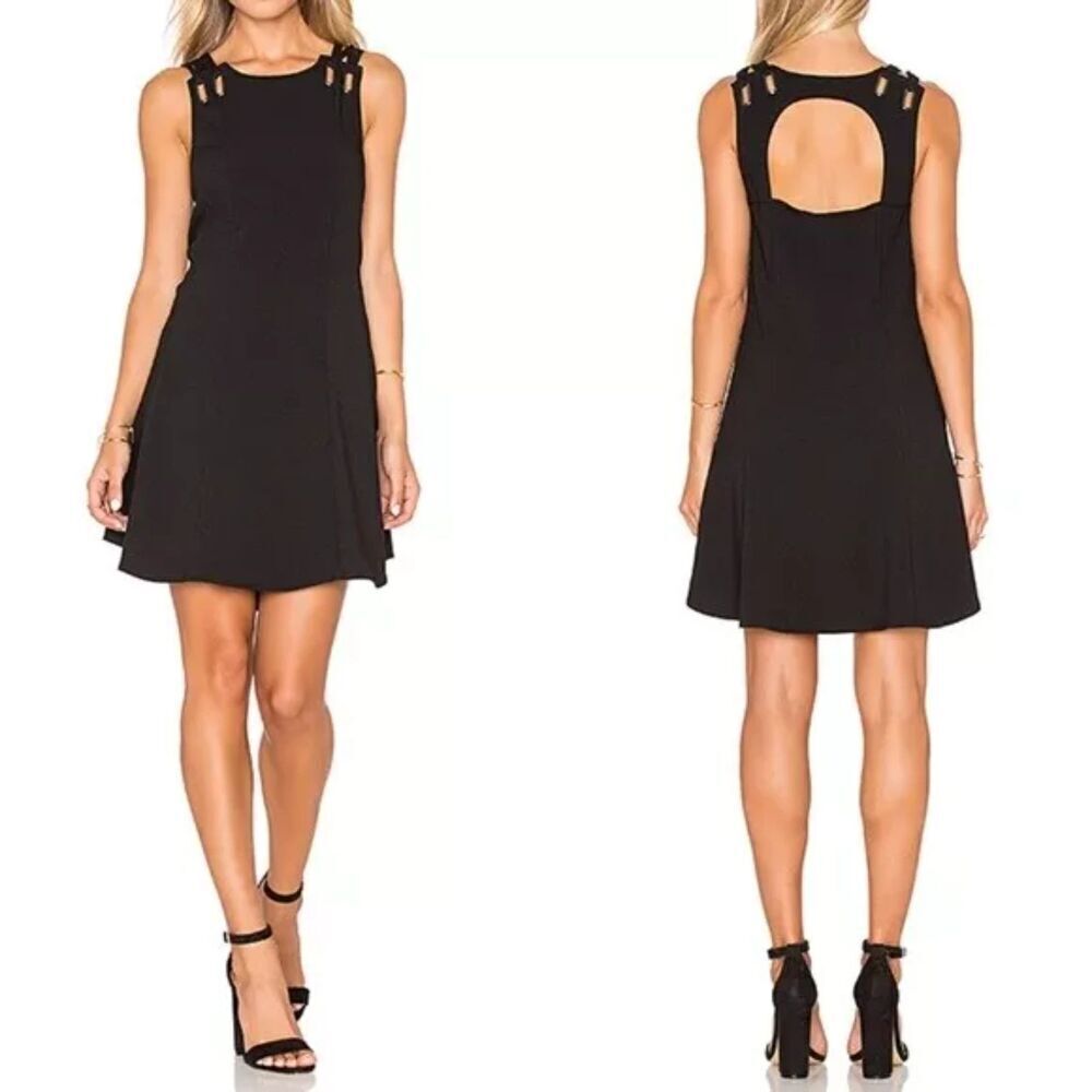 FREE PEOPLE Black Baby Love A-Line Cut Out Sleeveless Mini Dress Size Large
